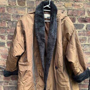 Roaman's Vintage Copper Colored Coat Sz B4 Faux Fur Collar And Cuffs Button